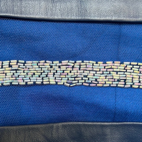 Cobalt Blue Leather Midi Skirt - Picture 9 of 16